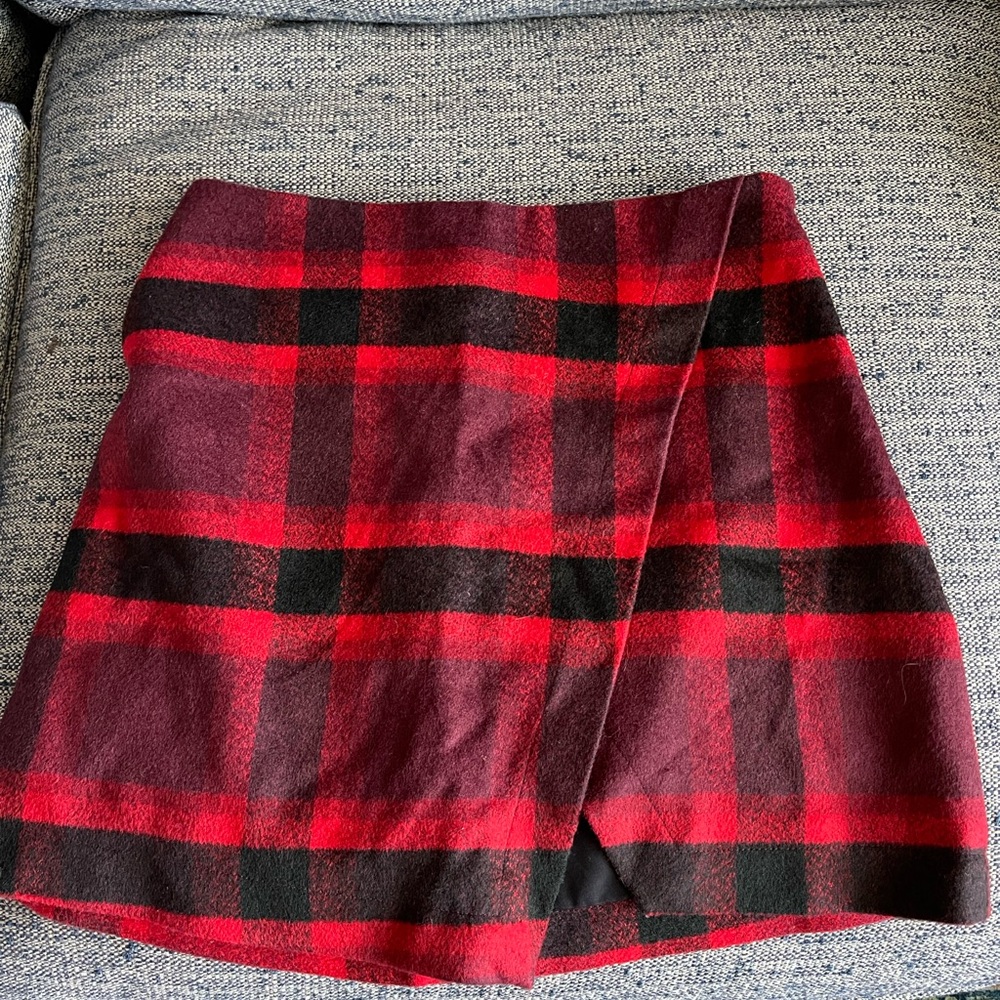 Abercrombie & Fitch Red and Black Plaid Mini Skirt